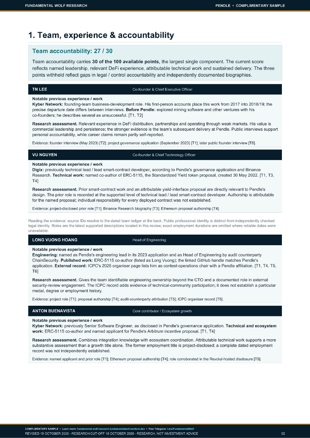Page 2 of the PENDLE complimentary research sample.