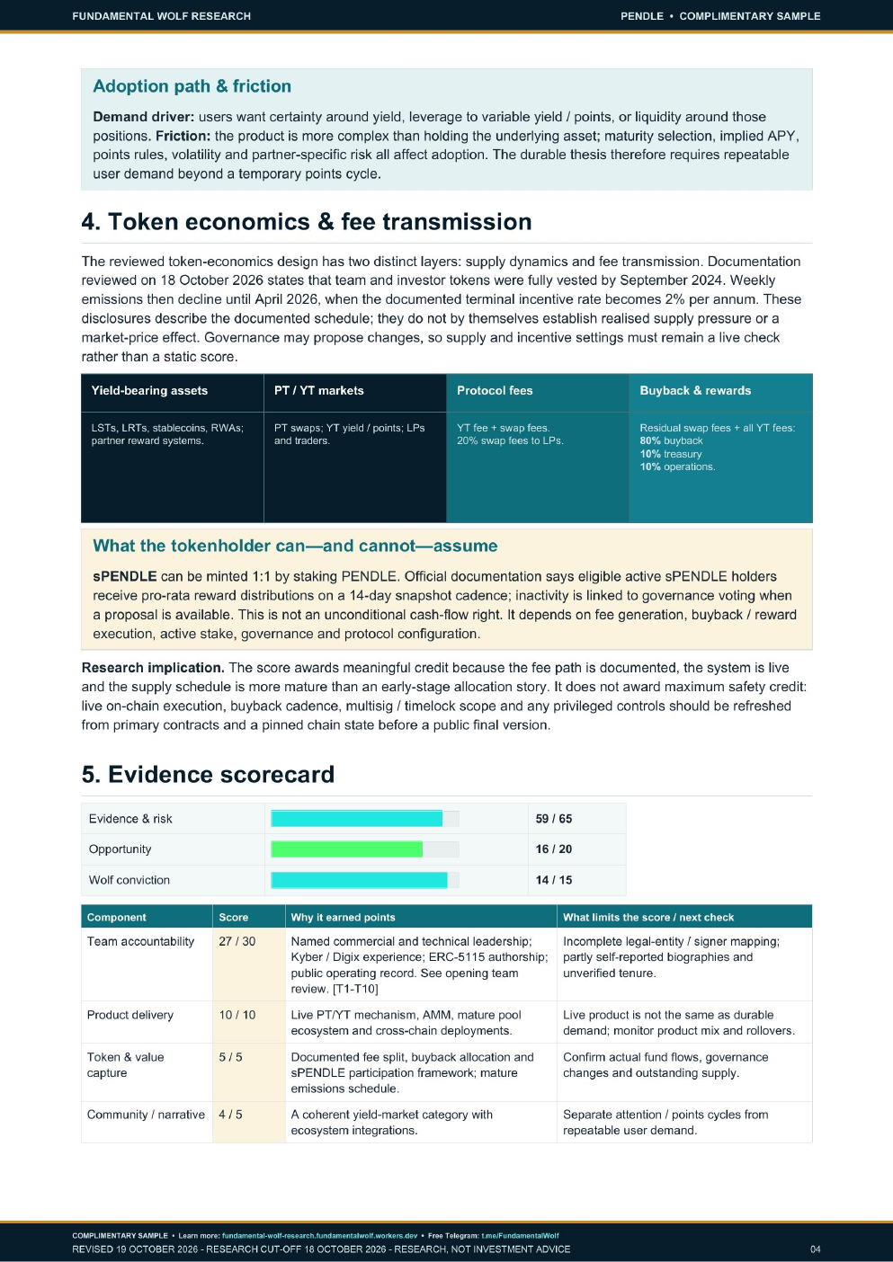 Page 4 of the PENDLE complimentary research sample.